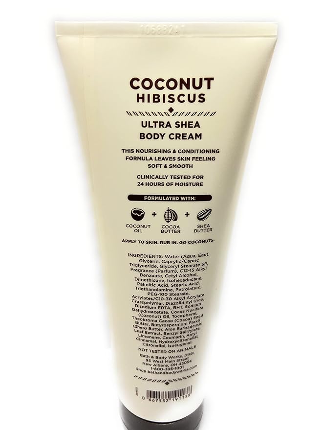 Bath and Body Works Coconut Hibiscus Ultra Shea Body Cream 8 Ounce Full Size