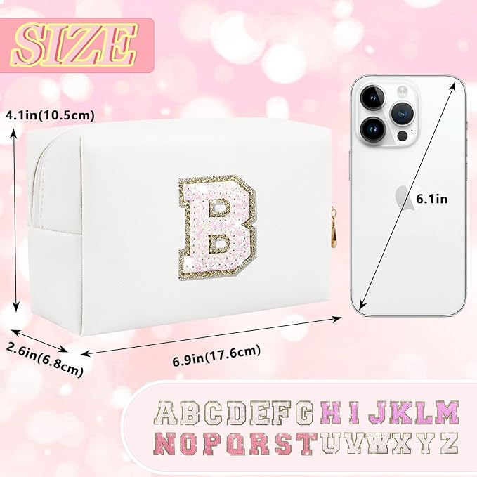 Personalized initial letter makeup bag,