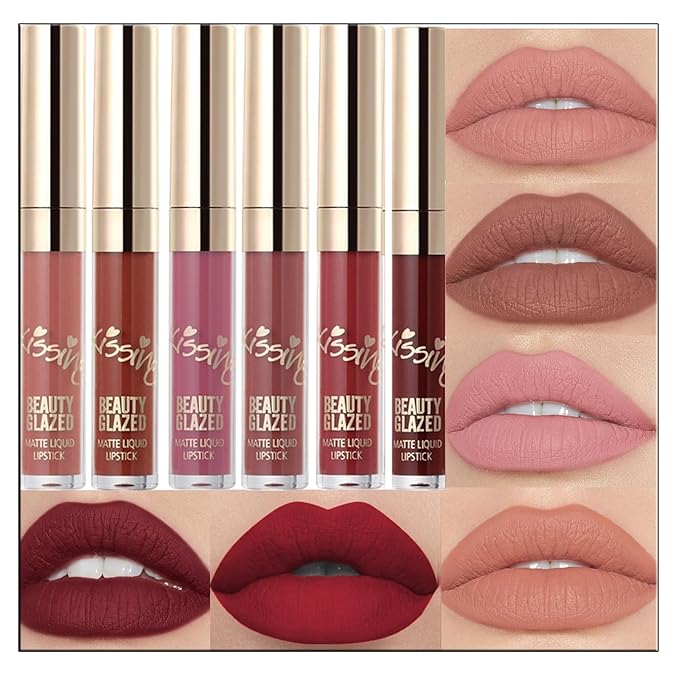BestLand 6Pcs Matte Liquid Lipstick Set - Non-Stick, Waterproof, Long-Lasting Shades - Durable Lipgloss Beauty Cosmetics Makeup Set - Perfect Gifts for Women and Girls
