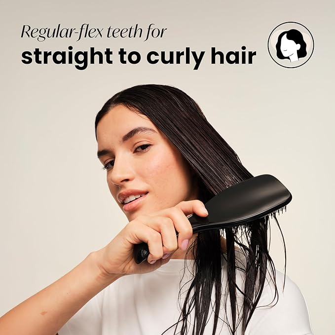 Tangle Teezer Large Ultimate Detangler Hairbrush for Wet & Dry Hair, Eliminates Knots & Reduces Breakage for Long, Thick, & Curly Hair Types, Black Gloss