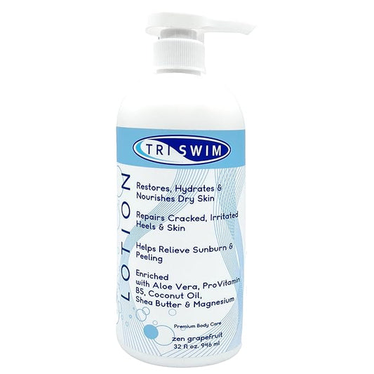 TRISWIM Swim Lotion 32oz | Neutralizes Chlorine, Bromine & Saltwater Odors | Hydrates, Restores & Nourishes Dry Skin | Aloe Vera, Shea Butter & Coconut Oil | Zen Grapefruit Scent