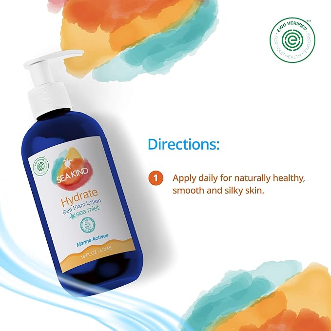 All Natural Hydrate Lavender Sea Plant Hand and Body Lotion for Women and Men, Essential Oil Scent 16 Fl Oz, Non Comedogenic, Vegan Moisturizer for Dry and Sensitive Skin, No Parabens