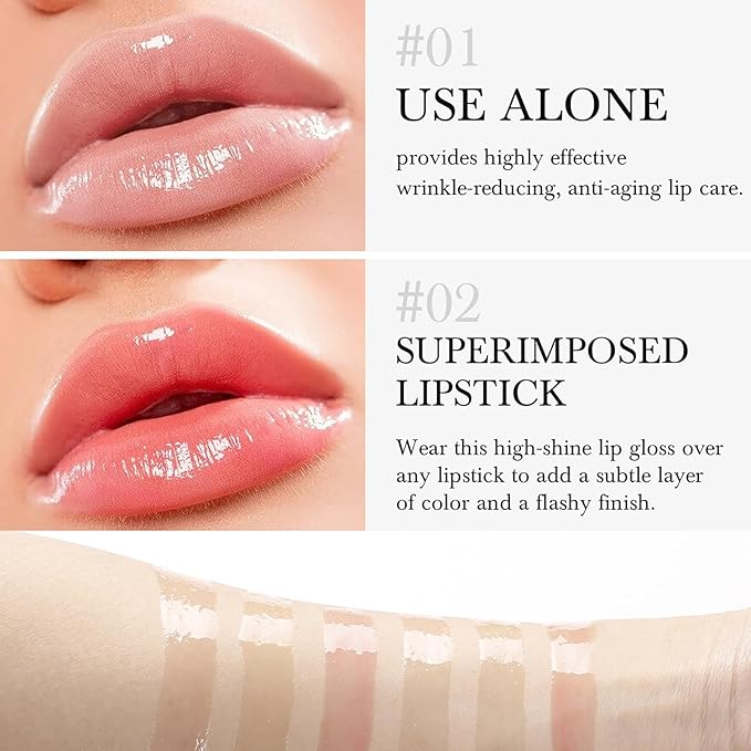 Lip Oil Tinted, 8pcs Moisturizing Lip Glow Oil Moisturizing