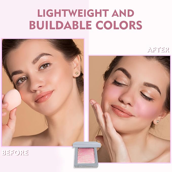 Face Blush Foundation Natural Brightening Silky Moisturizing Sodium Hyaluronate Bakery Crafted Glittering Powder