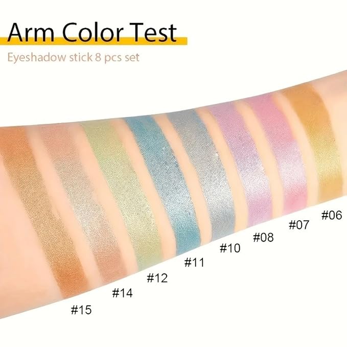 Colorful Shimmer Eye Shadow Stick Glittering Eye Shadow Stick Set with Retractable and Waterproof Eyeshadow Pencil for Long-Lasting Makeup Eyeshadow (Type B 8 Pcs)