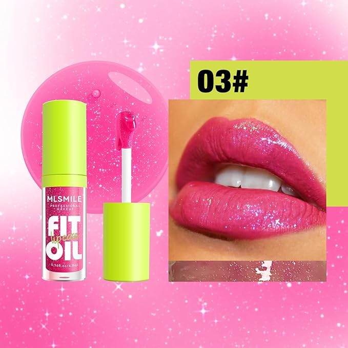 8 Colors Lip Oil Lip Glaze, Big Brush Lip