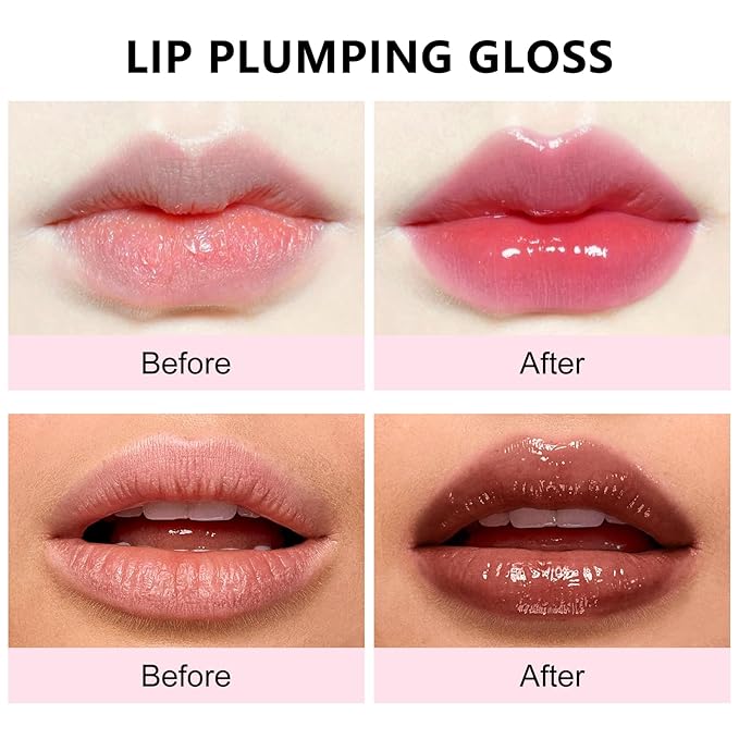 Boobeen Non-Sticky Lip Oil-8Pcs, Plumper Lip Gloss Set, Fruit Flavoured Hydrating Lip Gloss, Dry Lips Treatment for High Shine Finish