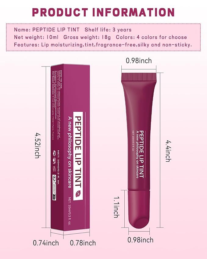 Tinted Lip Balm-1Pcs Brown Peptide Hydrating Lip T