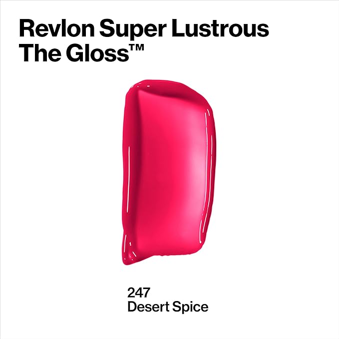 REVLON Lip Gloss, Super Lustrous The Gloss, Non-Sticky, High Shine Finish, 247 Desert Spice, 0.13 Oz (Pack of 4)