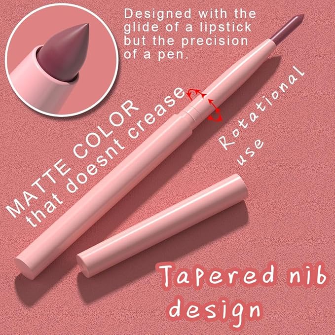 evpct Cherry Red Matte Creamy Retractable Lip Liner Pencils for Shaping & Sculpting Lips, Lip Pencils for Women Long Lasting Waterproof Rich Lip Colors Liner Crayon Lipstick delineador de labios 01