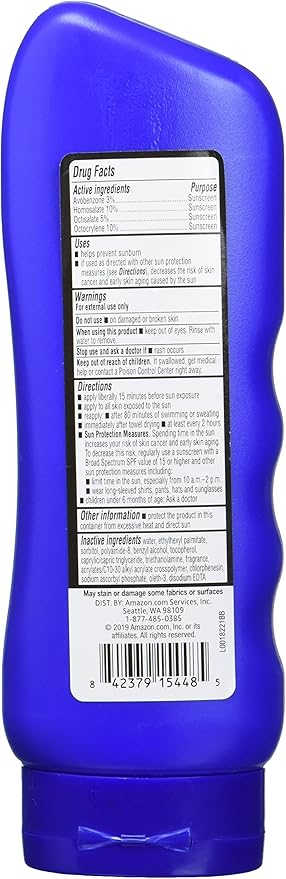 Amazon Brand - Solimo Sport Sunscreen Lotion, SPF 30, Formulated without Octinoxate & Oxybenzone, Broad Spectrum UVA/UVB Protection, unscented, 8 fl oz (Pack of 1)