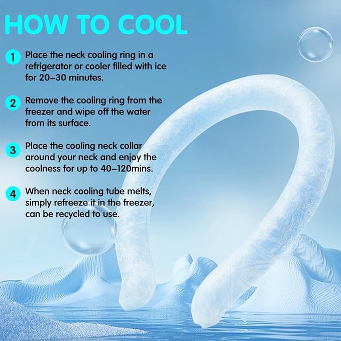 2 PCS Small Ice Collar, Kid Neck Cooling Tube, Wearable Cooling Neck Wraps for Summer Heat I Hands Free Cold Pack, Reusable Neck Coole (S-Pink+Blue)