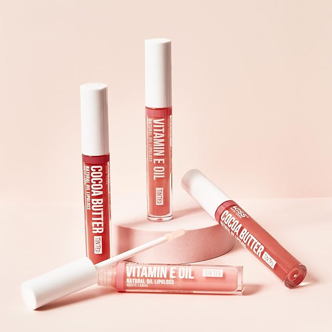 3 PACK Lip Oil Gloss, Hydrating Non-Sticky Lip Oil, 100% Natural Oil, Lightweight, Moisturizing, Nourishing (Rosegold & Cocoa Butter & Vitamin E)
