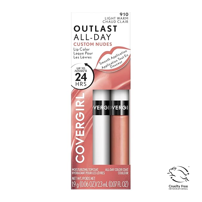 COVERGIRL Outlast All-Day Lip Color Custom Nudes, Light Warm (Pack of 2)
