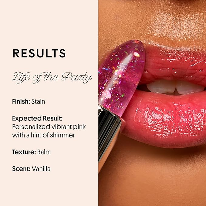 Winky Lux Glitter Confetti Balm, pH Color Changing Lipstick, Vegan & Cruelty Free Lip Balm, Hydrate & Plump, Sheer Pink Lipstick With Lavender Confetti