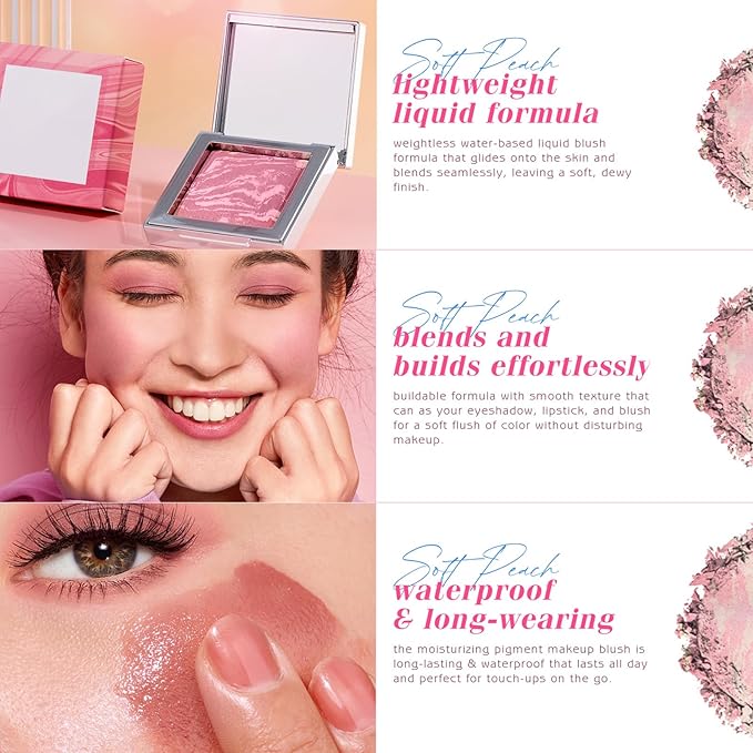 Face Blush Foundation Natural Brightening Silky Moisturizing Sodium Hyaluronate Bakery Crafted Glittering Powder