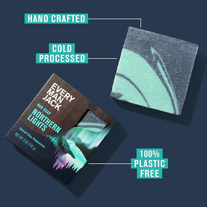 Every Man Jack Cold Processed Mens Bar Soap Gift Set - Invigorating Winter Scents - Deeply Cleans, Hydrates with Naturally Derived Ingredients - 5 Bar Variety Pack