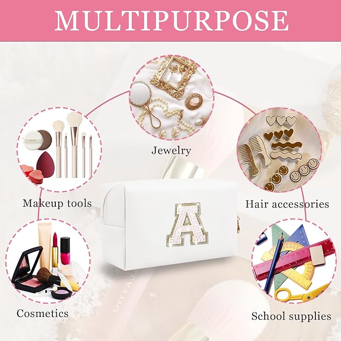 Personalized initial letter makeup bag,