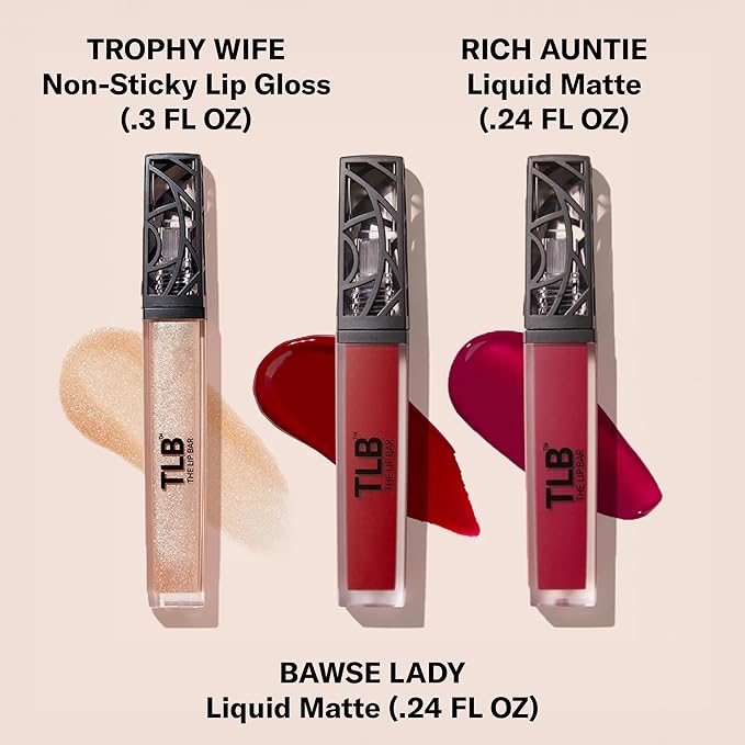 The Lip Bar - Perfect Pout Mini Lip Trio Gift Set (3 Products) - Nonstop Liquid Matte Lipstick & Non-Sticky Lip Gloss - Travel Size - Gift Box - Vegan, Gluten Free, Cruelty Free - Makeup & Cosmetics