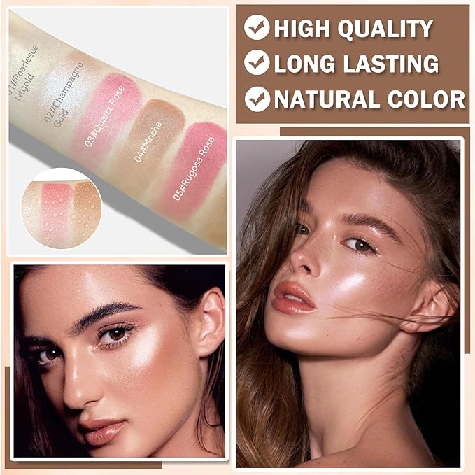 Bronzer Stick Highlighter Stick Cream Contour Stick Makeup,2PCS Beginner-Light Medium