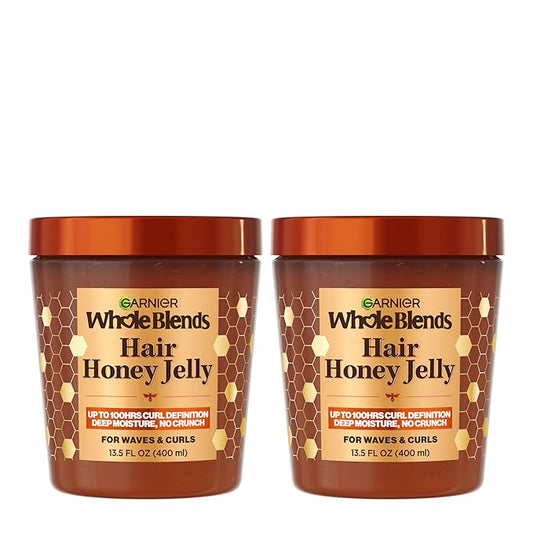 Garnier Whole Blends Hair Honey Jelly for Defining Waves and Curls, Hair Gel for Up to 100HRs Curl Definition, Frizz Control and Deep Moisture, 13.5 Fl Oz, 2 Count