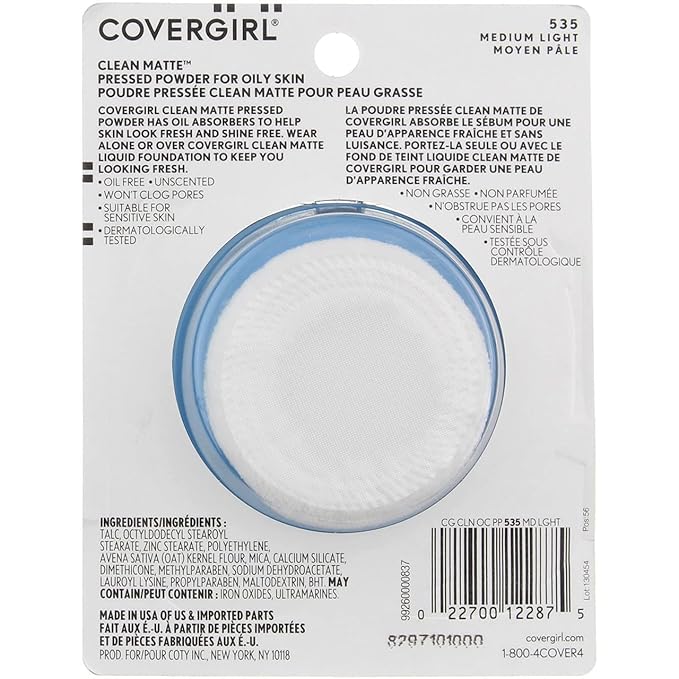 COVERGIRL Clean Matte Pressed Powder Medium Light, .35