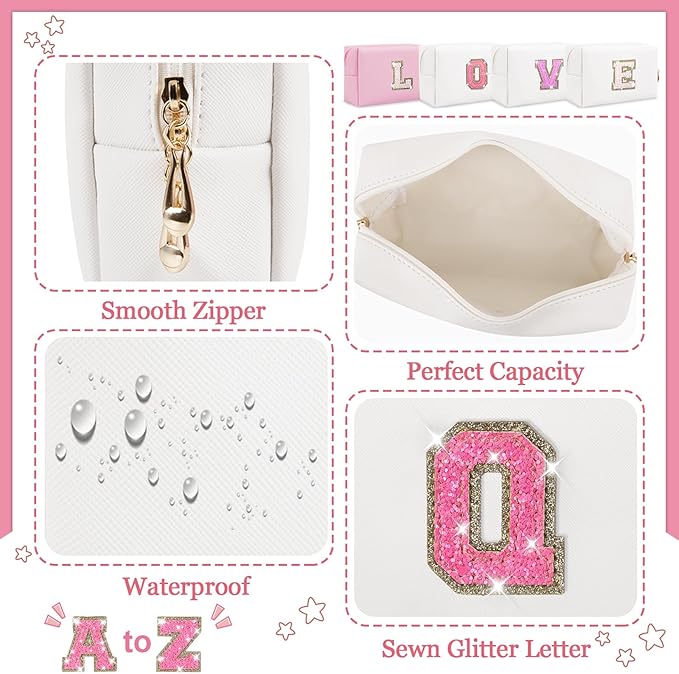 Personalized initial letter makeup bag,