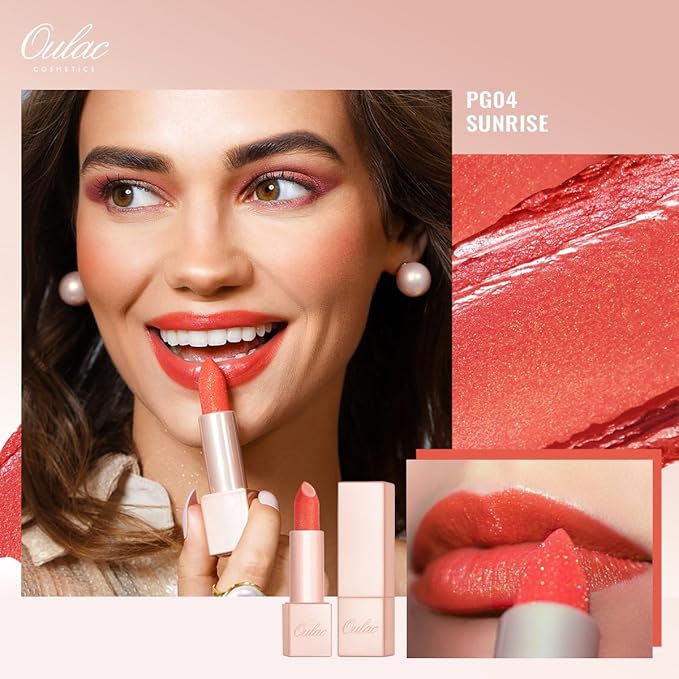 Oulac Lipstick & Lipliner Set 3PCS High Impact Lipcolor with Moisturizing Formula, Vegan Beauty, Full-Coverage Lip Color, Gift Lipstick for Women, LL05+GM12+PG04