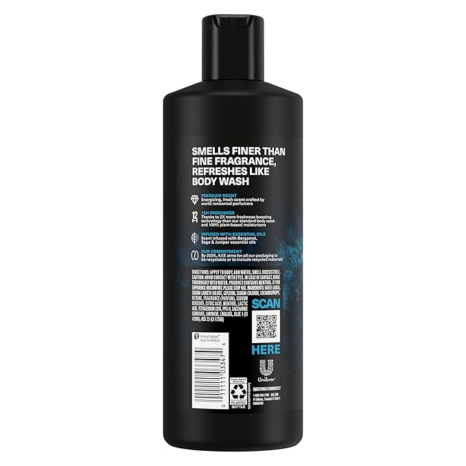 AXE Fine Fragrance Collection Body Wash For Men Aqua Bergamot 4 Count 12h Refreshing Scent Shower Gel Infused with Bergamot, Sage, and Juniper Essential Oils 18 oz