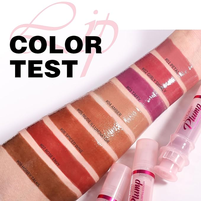 Erinde Lip Plumper Gloss, Natural Ginger Lip Plumping Booster Lip Plumping Oil, Ultra-Hydrating & Nourishing Plump Lip Plumper, Glossy Finish Fuller Lip Plumping Lip Gloss for Women Girls, G04