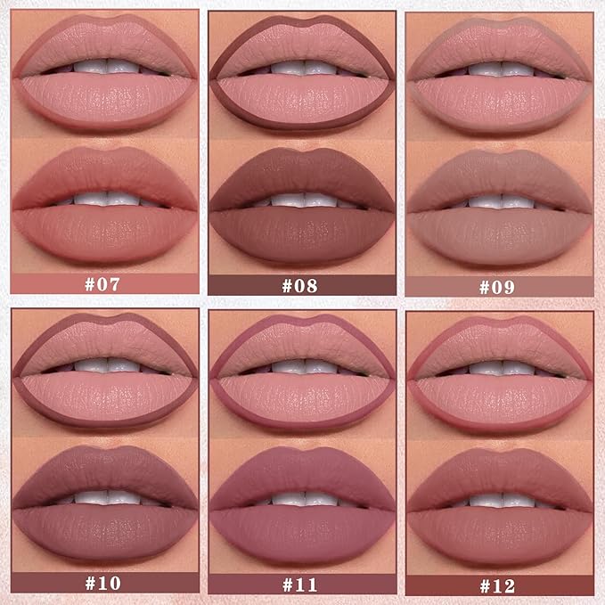 12 Colors Lip Liner Set Lip Liner Pencil Natural Nude Brown Matte Lip Liner Long Lasting Smooth Lip Pencil for Daily Lip Makeup
