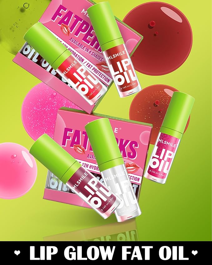 4 Colors Lip Oil Lip Glaze Set,Hydrating Tinted Plumping Lip Gloss,Shiny Glow Reviver Lip Care Oil,Longlasting Non-sticky Transparent Lip Oil,Mother's Day Makeup Gift Kit for Women Girl-SetB