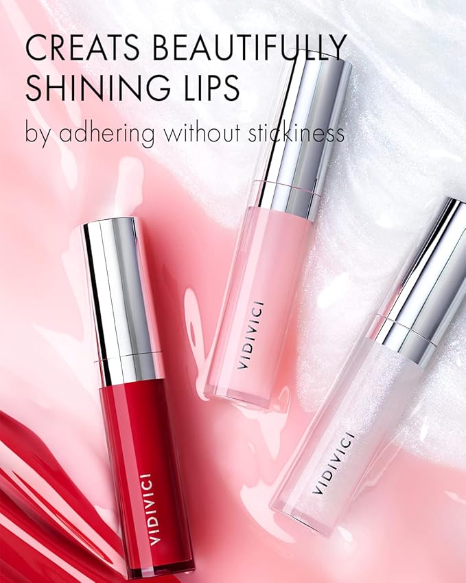 VIDIVICI Millennial Lip Oil #01 Luv Me Clear - Non-Sticky Dewy Gloss for Moisturized & Voluminous Lips - Overnight Lip Masks & Lip Sleeping Mask for Day & Night Use, 0.12 fl.oz.