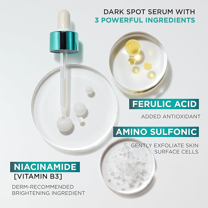 L’Oréal Paris Bright Reveal 12% [Niacinamide + Amino Sulfonic + Ferulic] Dark Spot Serum 1oz + Moisturizer Sample