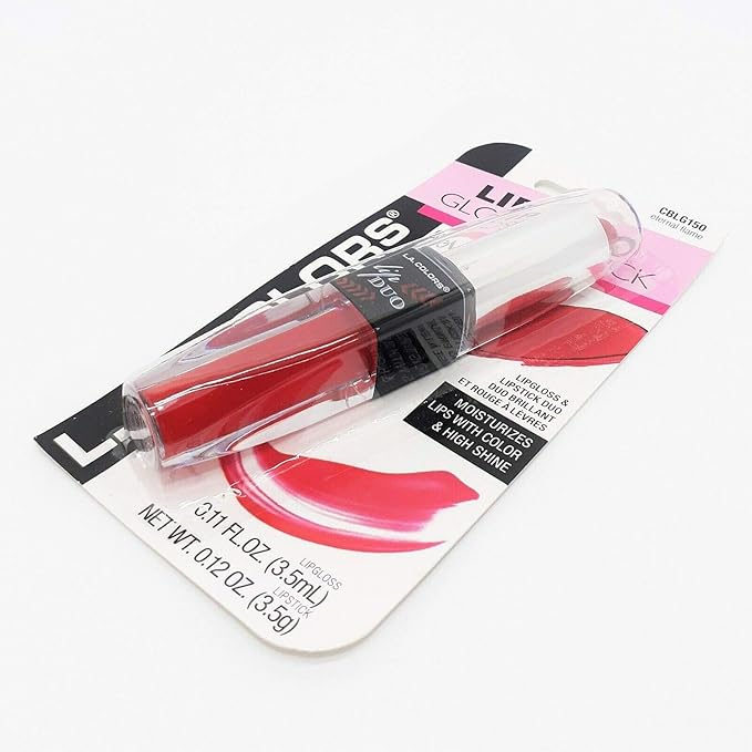 L.A. LA Colors Lip Duo Lipstick Lip Gloss Lipgloss 2 in 1 (ETERNAL FLAME)