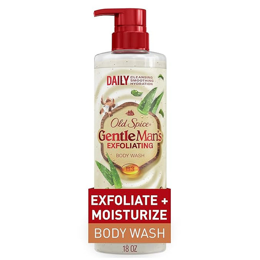 Old Spice GentleMan's Exfoliating & Moisturizing Body Wash for Men, 24/7 Shower Fresh with Long Lasting Scent, Renewing Vitamin B3 Blend, Sandalwood + Aloe Vera Scent, 18 oz