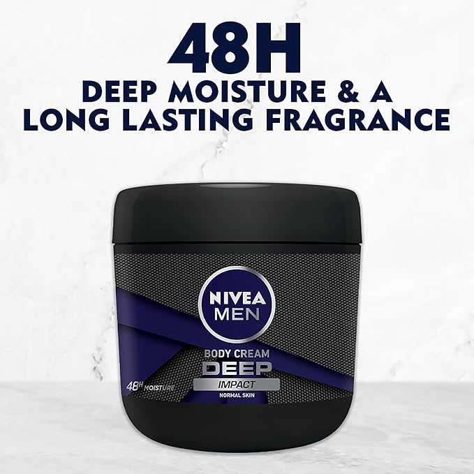 Beiersdorf Nivea Men Body Cream Deep Impact Normal Skin 13.5oz 48h Moisture