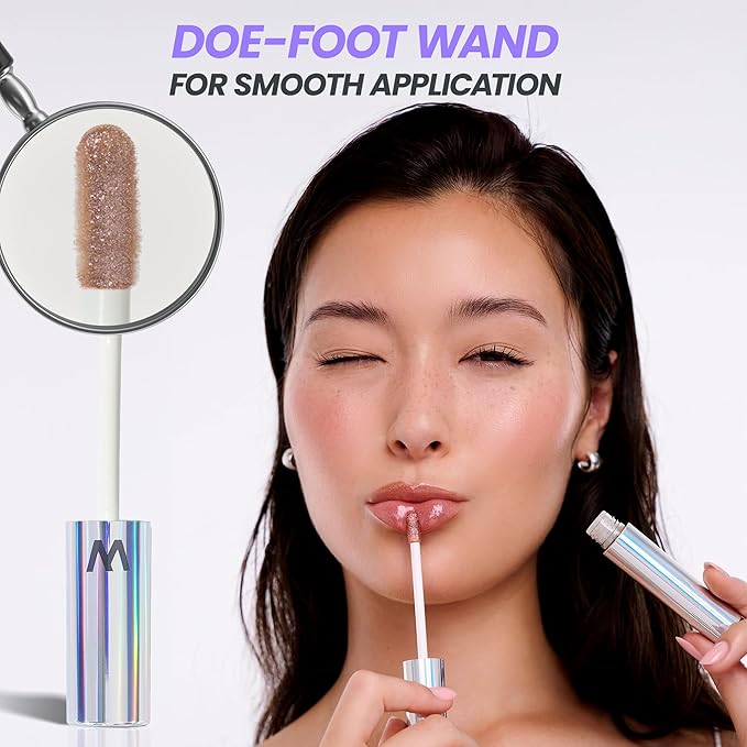 Wonderskin WONDER BLADING Top Gloss - Gold Glitter Lip Gloss, Hydrating and High Shine Finish Lip Makeup (Gold Glitter)