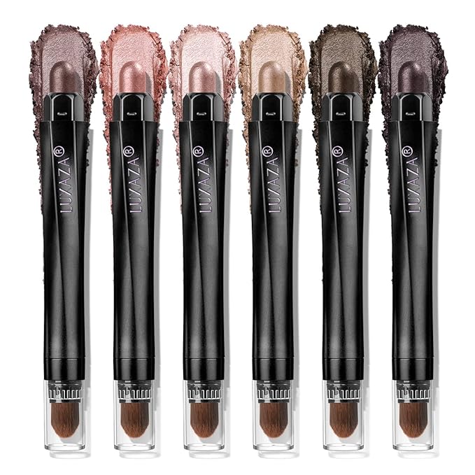 Neutral Eyeshadow Stick Makeup Set, Metallic Shimmer Matte Cream Eye Shadow Eyeliner Brightener Pencil Crayon - Classic 6PCS A004