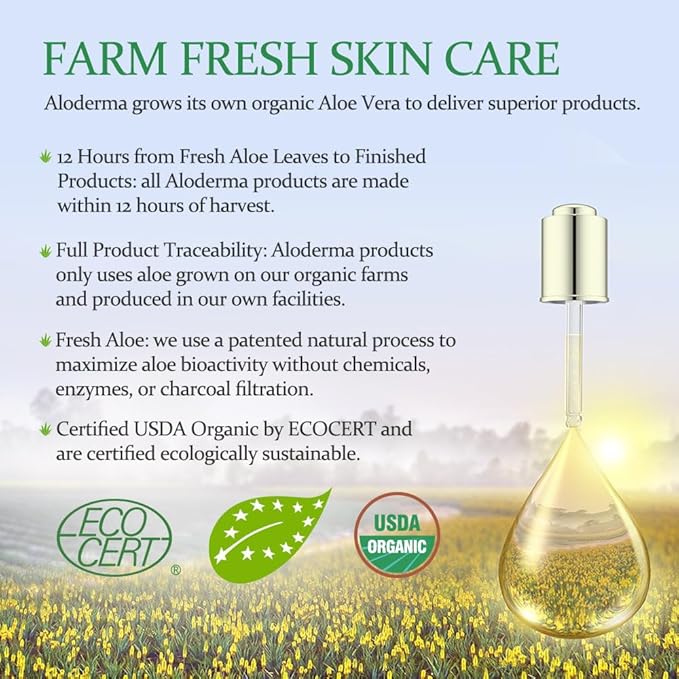 Aloderma Age-Defying Aloe Flower Essence Gel with 24K Gold Leaf, Made within 12 Hours of Harvest - Luxurious Aloe Gel with Allantoin & Hyaluronic Acid for a Shimmering, Youthful Complexion, 7oz 3-Pack
