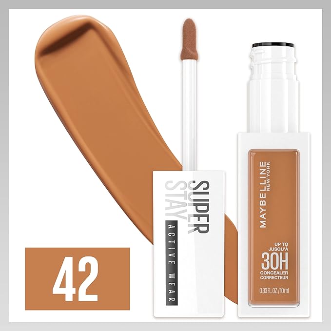 Maybelline Super Stay Liquid Concealer Makeup, Full Coverage Concealer, Up to 30 Hour Wear, Transfer Resistant, Natural Matte Finish, Oil-free, Available in 16 Shades, 42, 1 Count