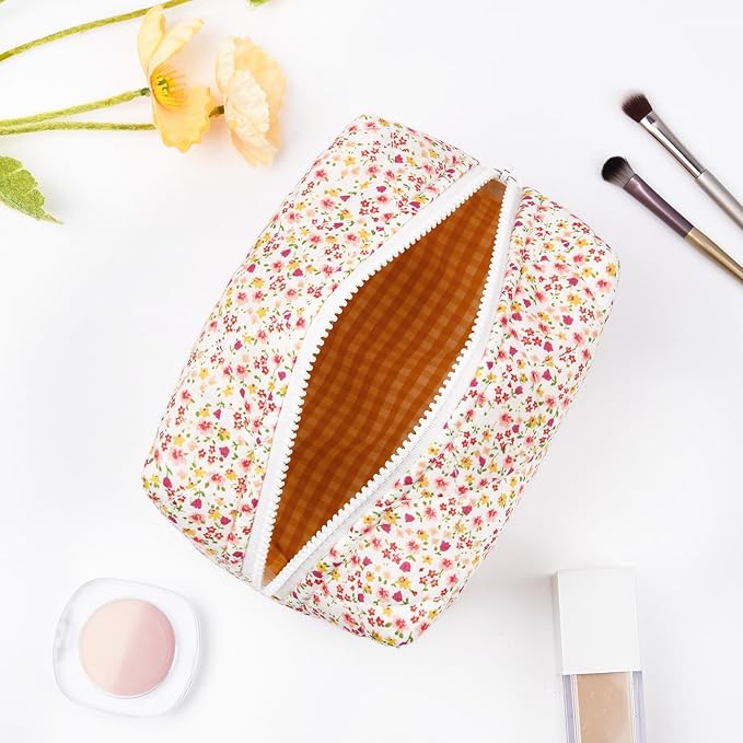 Soidram floral makeup bag quilted