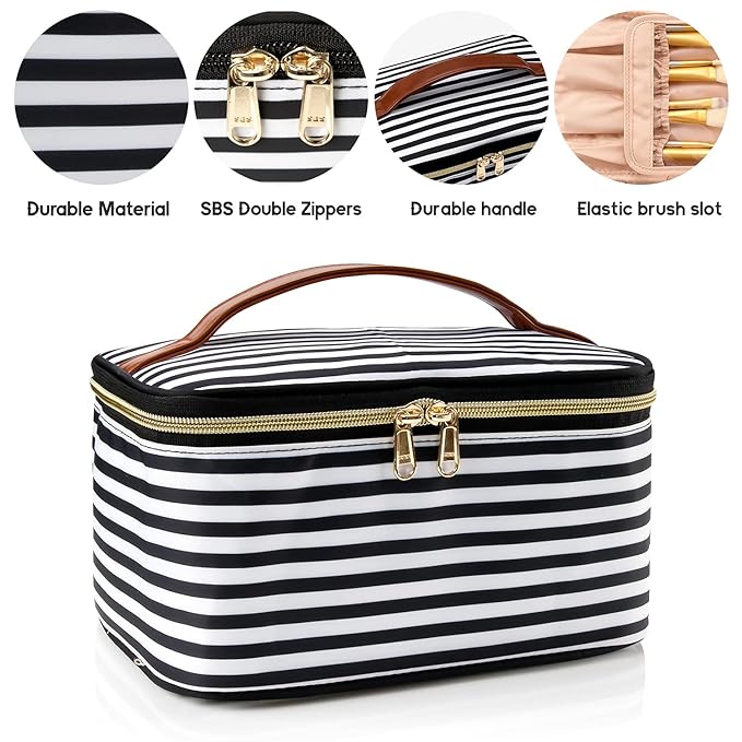 Ocheal striped makeup bag,travel makeup