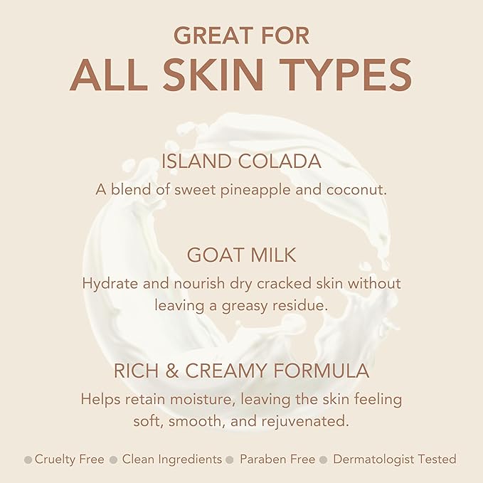 Dionis - Goat Milk Skincare Scented Hand Cream (1 oz) Set of 6, Moisturizing Lotion for Dry Skin, Good for Sensitive Skin, Cruelty-free and Paraben-free (Island Colada)