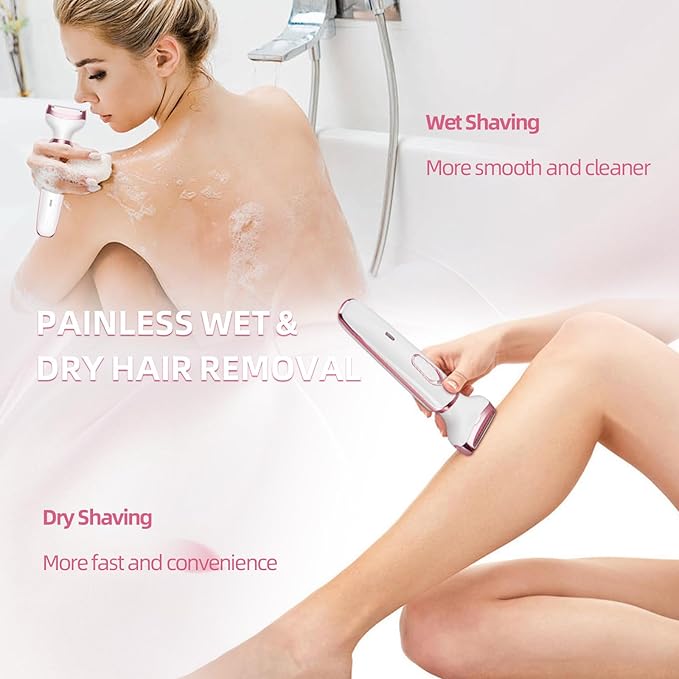 Electric Razors for Women, 4 in 1 Electric Women Shaver, Face Shavers Eyebrow Legs Armpit Bikini Area Pubic Underarms, Painless Facial Hair Removal Ladies Body Razors Set