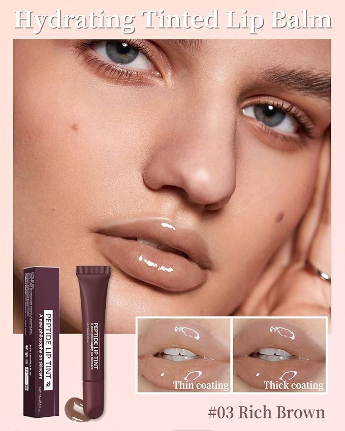 Tinted Lip Balm-1Pcs Brown Peptide Hydrating Lip T