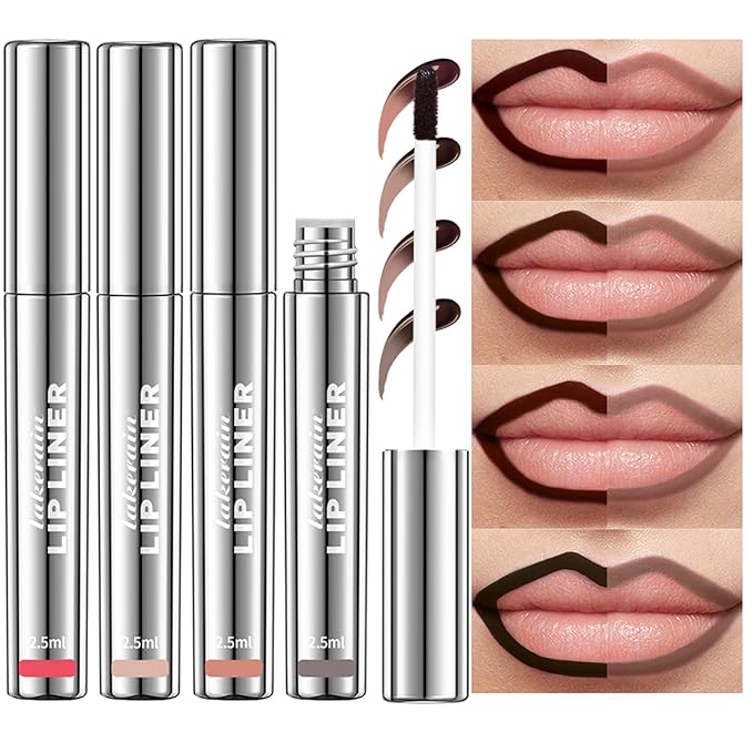 4Pcs Peel Off Lip Liner Stain - Long-Lasting, Smudge-Proof, Waterproof Nude Matte Lip Tint, Non-Fading Peel Off Lip Color, Effortless Precision & Full Coverage, Vegan & Cruelty-Free