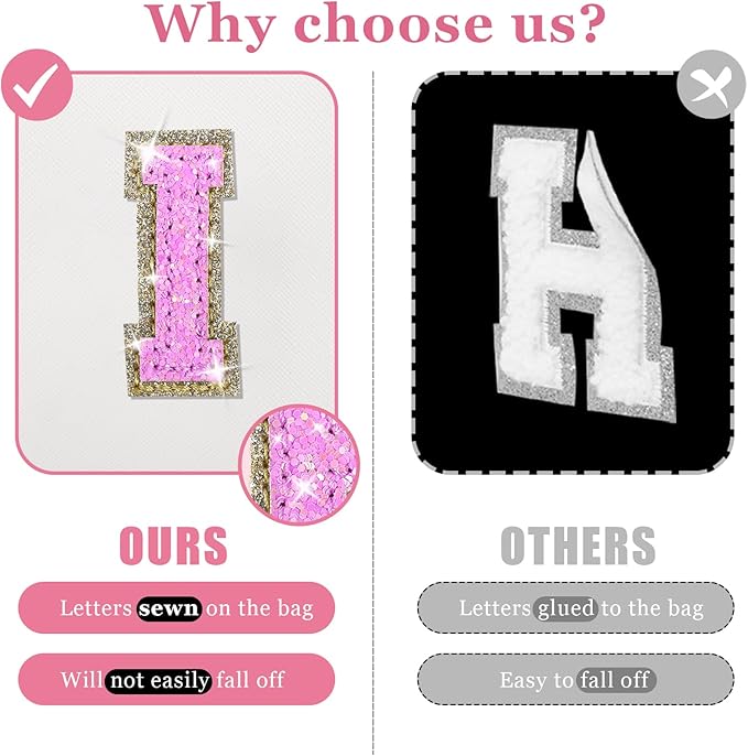 Initial letter patch makeup bag,