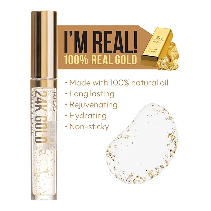 3 PACK Lip Oil Gloss, Hydrating Non-Sticky Lip Oil, 100% Natural Oil Clear Lip Gloss, Lightweight Lip Moisturizer (Gold & Honey & Coconut)