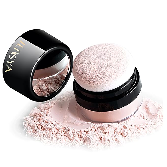 Setting Powder Lightweight Loose Powder Finishing Powder Long-Lasting Pink/Shimmering)-2 Boxes